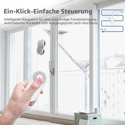 HUTT DDC55 Fensterputzroboter, Fensterputzer Elektrisch, Automatischer Fensterroboter, Fensterreiniger Roboter Fernbedienun, für Innenaußenfenster, Glas, Fliesen, 12x Stück Lappen