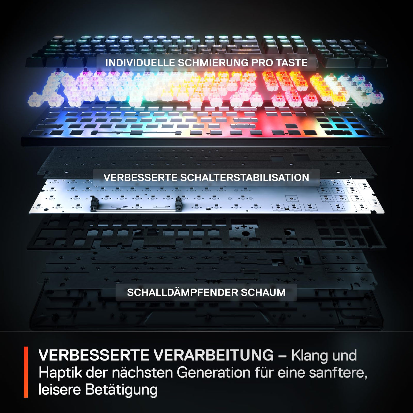 SteelSeries Apex Pro Gen 3 - HyperMagnetic Gaming-Tastatur - OmniPoint 3.0 Switches - anpassbares Ansprechverhalten - Rapid Trigger - Rapid Tap/SOCD - OLED - RGB - PBT-Keycaps - DE Layout QWERTZ