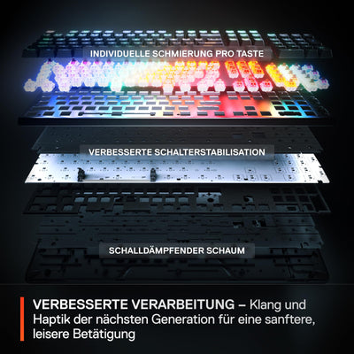 SteelSeries Apex Pro Gen 3 - HyperMagnetic Gaming-Tastatur - OmniPoint 3.0 Switches - anpassbares Ansprechverhalten - Rapid Trigger - Rapid Tap/SOCD - OLED - RGB - PBT-Keycaps - DE Layout QWERTZ