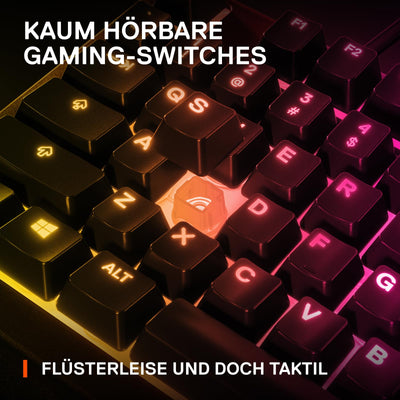 SteelSeries Apex 3 - Gaming Tastatur - 10-Zonen RGB-Beleuchtung - Premium magnetische Handballenauflage - Deutsches (QWERTZ) Layout