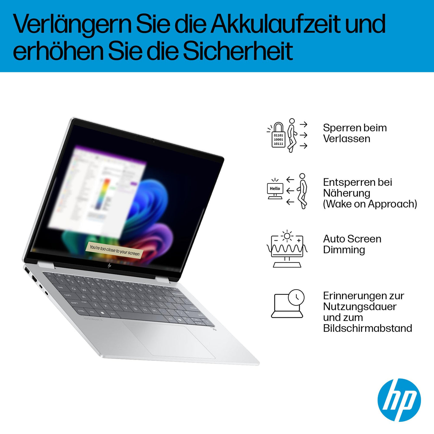 HP OmniBook X Flip 2in1 Next Gen AI Laptop | Intel Core Ultra 7 256V | dedizierte NPU für KI | 47 NPU Tops | Copilot+ PC | 14" 3K 2880x1800 OLED Touchscreen | 16GB | 1TB SSD | Win11 | QWERTZ | Silber