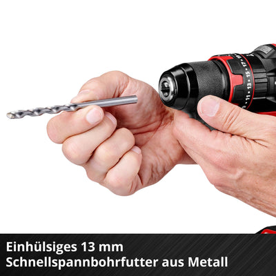 Einhell Akku-Schlagbohrschrauber TE-CD 18/44 Li-i (1x2,5Ah) Power X-Change (18 V, 44 Nm, Schlagbohrfunktion, 13 mm Metallbohrfutter, 2-Gang, inkl. 2,5 Ah Akku & Ladegerät)