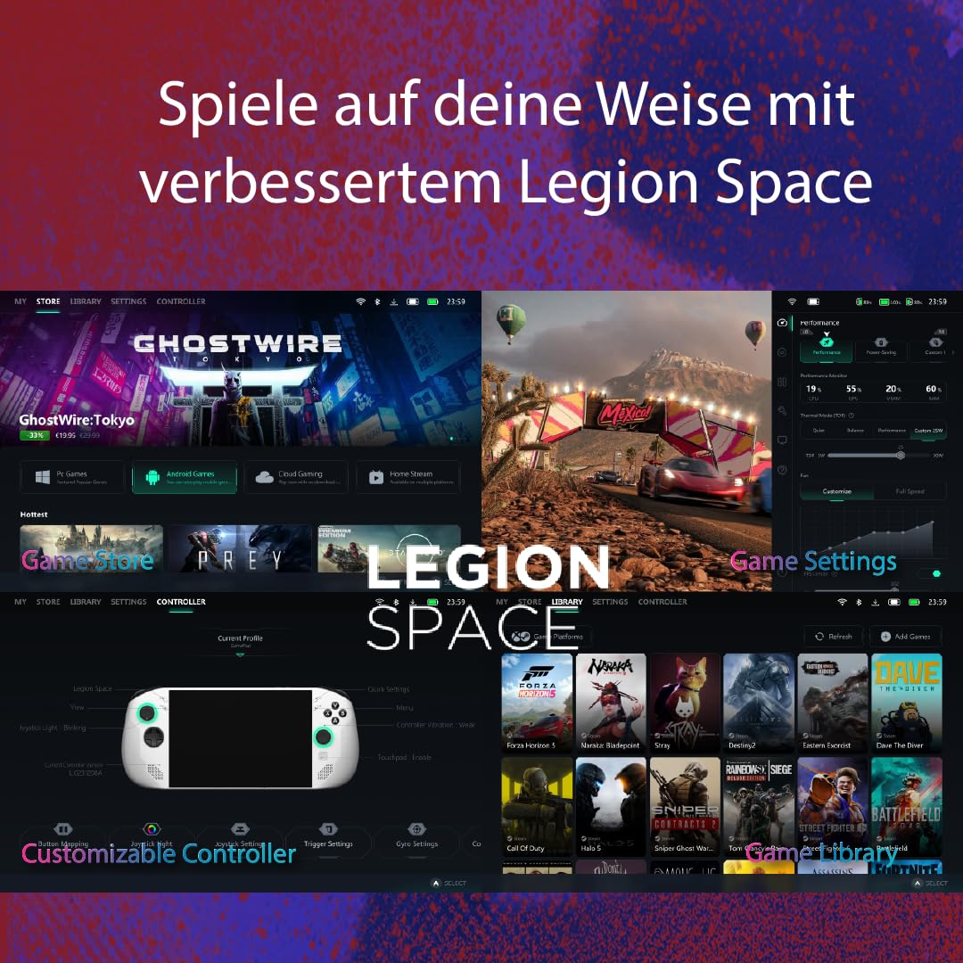 Lenovo Legion Go S Gaming Konsole | 8" WUXGA Display | AMD Ryzen Z2 Go | 16GB RAM | 512GB SSD | AMD RDNA Grafik | Win11 | weiß | inkl. 3 Monate Xbox Game Pass Ultimate