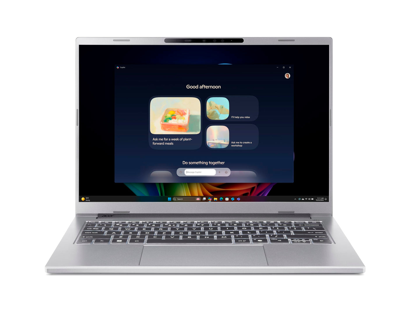 Acer Aspire 14 AI OLED (A14-61M-R8SZ) KI Laptop, Copilot+ PC, 14" WUXGA OLED Display, AMD Ryzen Al 7 350, 32 GB RAM, 1 TB SSD, AMD Radeon 860M, Windows 11, QWERTZ Tastatur, Silber