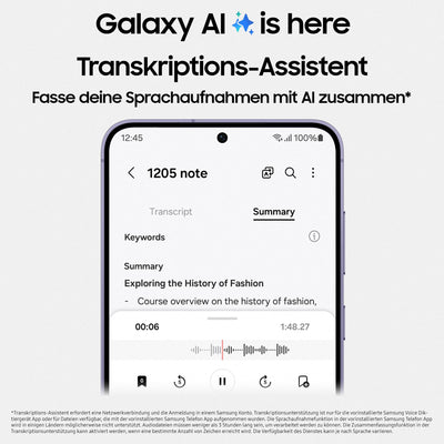 Samsung Galaxy S24 AI Smartphone, Android-Handy ohne Vertrag, 8 GB RAM, 256 GB Speicher, 50-MP-Kamera, Lange Akkulaufzeit, Cobalt Violet, 3 Jahre Herstellergarantie