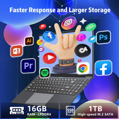 40,6 cm (16 Zoll) Laptop Core i5-8210Y Laptop 16 GB RAM SSD1 TB Laptop 1920 x 1200 FHD, Win11 Pro, RJ45, Typ C, USB 3.0, WLAN, BT5.0, digitale Tastatur mit Hintergrundbeleuchtung