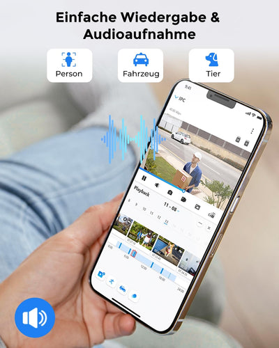 Reolink 5MP WLAN Kamera Outdoor, 2,4GHz/5GHz WLAN CCTV IP Kamera Aussen mit Person/Auto/Tiererkennung, IP67 Wetterfest, Nachtsicht, Bewegungsmelder, SD-Kartenslot, Zeitraffer, Außenkamera RLC-510WA