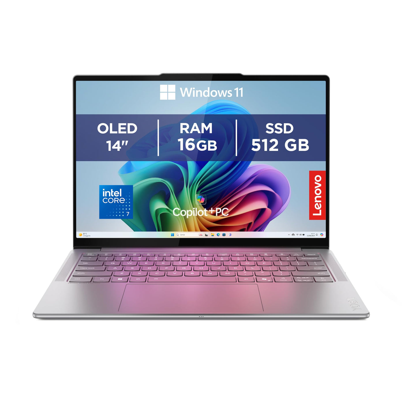 Lenovo Yoga Slim 7i Aura Edition Laptop | Copilot+PC | 14" WUXGA OLED | Intel Core Ultra 7 | 16GB RAM | 512GB SSD | Intel Arc Grafik | Win11 | QWERTZ | Seashell | 3 Jahre Garantie Exklusiv bei Amazon