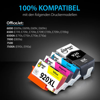 Smart Ink Kompatible Druckerpatronen als Ersatz für HP 920 XL 920XL 8 Multipack (2 Schwarz 2 Cyan 2 Magenta 2 Gelb) kompatibel mit HP Officejet 6000 6500 6500A 7000 7500A Drucker