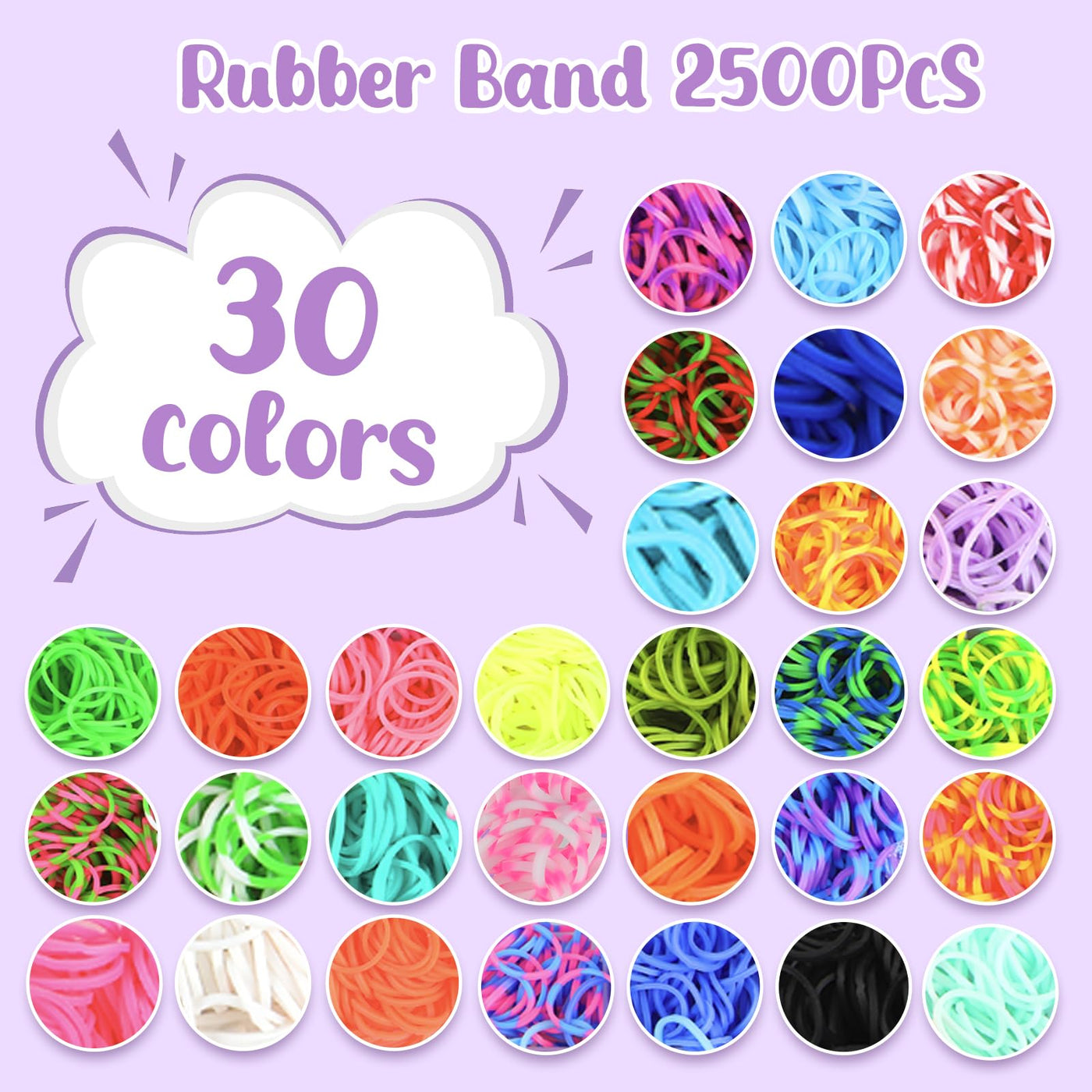 2500+ Bänder Set, 40 Fächer Loops Gummis für DIY Armbänder, Loop Armbänder Set Kinder mit Perlen, Charms, Haken, Aufbewahrungsbox – Bastel Set Geschenk für Jungen & Mädchen, Gummi für Armbänder
