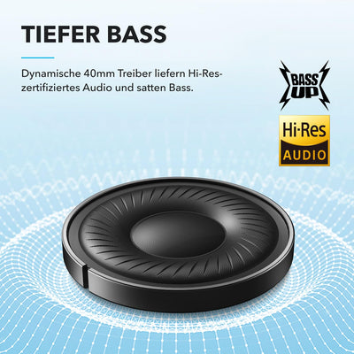 soundcore by Anker Q20i kabelloser Bluetooth Over-Ear-Kopfhörer mit Hybrid Active Noise Cancelling, 40h Spielzeit im ANC-Modus, Hi-Res Audio, tiefer Bass, Personalisierung per App(Weiß)