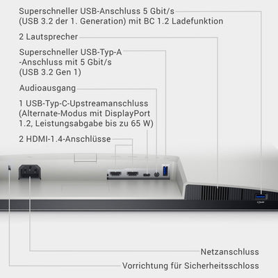 Dell S2722DC USB-C 27 Zoll QHD (2560x1440) Monitor, 75Hz, IPS, 4ms, AMD FreeSync, 99% sRGB, Eingebaute Lautsprecher, USB-C, 2x HDMI, 2x USB, 3 Jahre Garantie, Platinum Silver