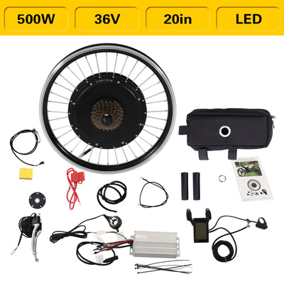 FortyFor 20" E-Bike Umbausatz mit LCD Display, 500W Wasserdicht Ebike Umbausatz Elektro Fahrrad Nabenmotor Kit für Hinterrad