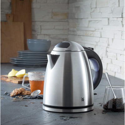WMF Stelio Wasserkocher Edelstahl 1,2l, elektrischer Wasserkocher mit Kalk-Wasserfilter, 2400 W, Wasserstandanzeige beleuchtet, edelstahl matt