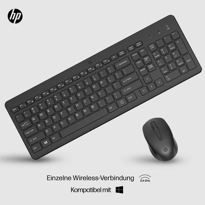 HP 330 Wireless Maus & Tastatur, QWERTZ, USB-A Dongle, 2,4-GHz Kabellos, 1600 DPI, Schwarz