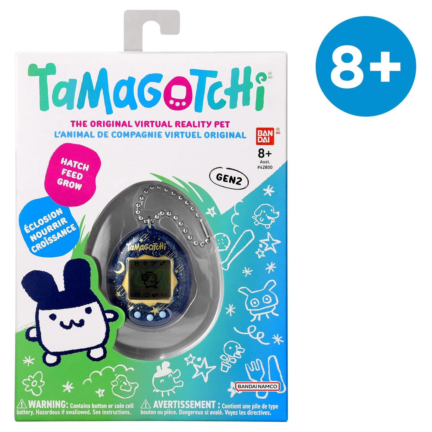 Bandai - Tamagotchi - Tamagotchi Original - Starry Night - Elektronisches virtuelles Tier mit Farbdisplay, 3 Tasten und Spielen - Interaktives Tier auf Deutsch - Kinderspielzeug ab 8 Jahren - 42970