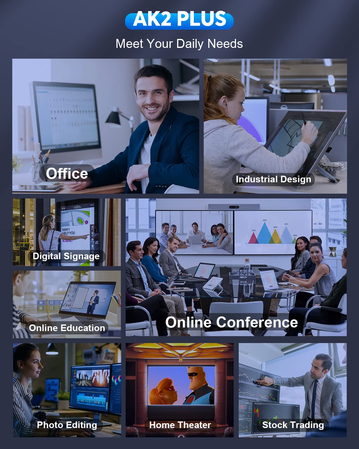 NiPoGi AK2 Plus Mini PC 16 GB DDR4 1 TB M.2 SSD, 12th Gen Intel Alder Lake-N100 (bis zu 3,4 GHz) Mini-Computer mit Dual-Display 4K HD/2x HDMI/WiFi 5/Gigabit-Ethernet, Tower für Zuhause/Büro