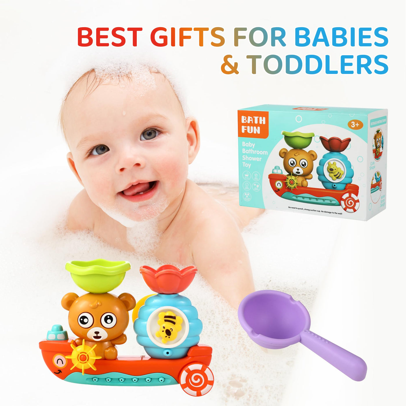 Badewannenspielzeug ab 1 2 3 4 Jahr, Bär und Bee, Wasserspielzeug Kinder, Badespielzeug Baby ab 1 Jahr, Badewannen Spielzeug, Wasserspielzeug Baby Spielzeug Geschenk für Jungen Mädchen Geburtstag