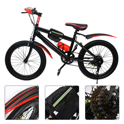 WEIGR 20 Zoll Kinderfahrrad ab 5 Jahren Mountainbike MTB Fahrrad Kinderfahrräder mit V-Brake Bremsen - Schutzblech Federgabel, Mountain Bikes für Mädchen Jungen Herren (Rot)