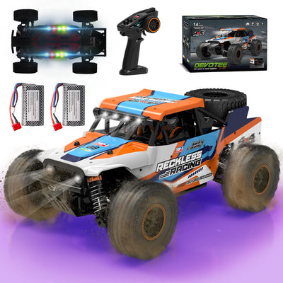 Ferngesteuertes Auto ab 10 Jahre, 32KM/H RC Auto Offroad mit 7 Farben Lichtern, 1/18 RC Monstertruck mit Ersatzreifen, 2.4GHz Monstertruck Ferngesteuert für Kinder Erwachsene, 4WD RTR All Terrain