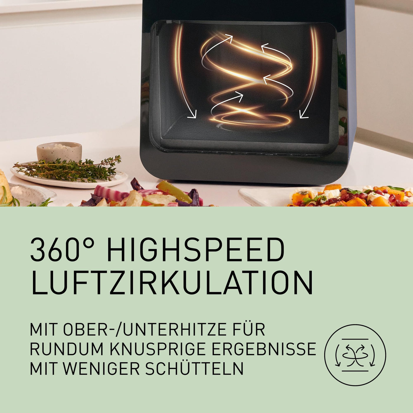 Panasonic NF-CC600AXE Air Fryer mit Sichtfenster, 6 l, 80–200 °C, digitaler Timer & LCD-Display, sanfte Dampfzugabe, 11 Voreinstellungen, einfache Reinigung, Schwarz mit Griff in Roségold