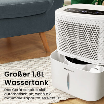 Pro Breeze Luftentfeuchter 12L in 24h Entfeuchtungsleistung - Raumgröße ca. 120m³ (~20 m²) - mit 3 Betriebsarten, Digitalanzeige, Ablaufschlauch, Timer - Gegen Feuchtigkeit, Schimmel Weiß