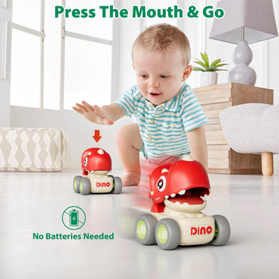 MOONTOY Spielzeugautos ab 1 Jahr, Press and Go Auto für Kleinkinder ab 1 2 3 Jahren, 3 Stück Dinosaurier Baby Auto Spielzeug ab 1 Jahr Jungen, Großartig Geschenk für Kinder ab 12 18 Monaten