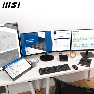 MSI Cubi NUC 1MG-023DE - Intel Core 3 Prozessor 100U, 8GB DDR5, 256GB M.2 SSD, USB 10Gbps Typ A Anschlüsse, Thunderbolt 4 & HDMI 2.1, Wi-Fi 6E, Bluetooth 5.3 - schwarz, Windows 11 Pro