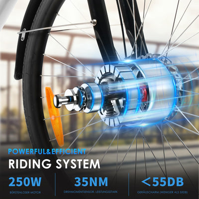 ZIMONDA Ebike Herren Damen Drehmomentsensor Elektrofahrräder 27.5 Zoll Mit 250W Motor & 36V City|Mountain E Fahrräder Professionelles 6-Gang-Getriebe bis zu100KM (Silbrig)