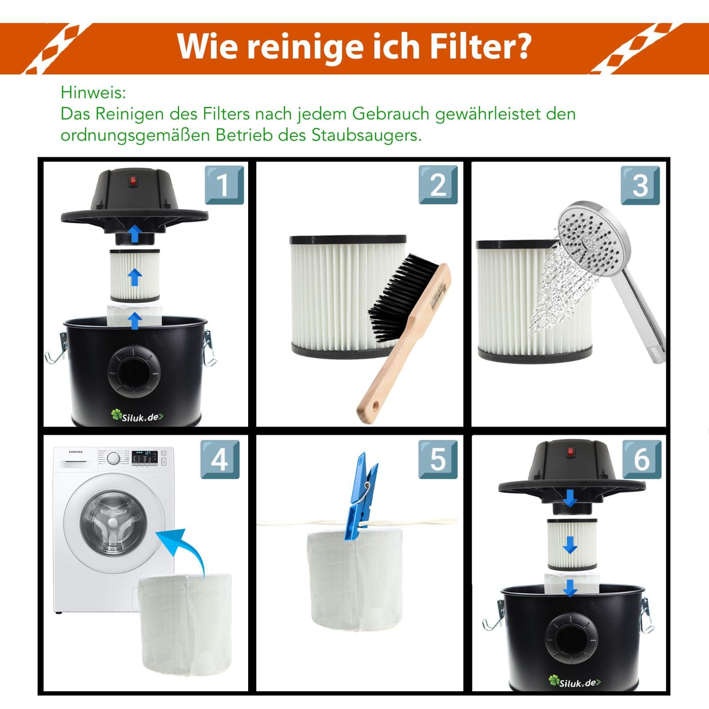 Aschesauger 1200W Kaminsauger 18L DUAL Filter System