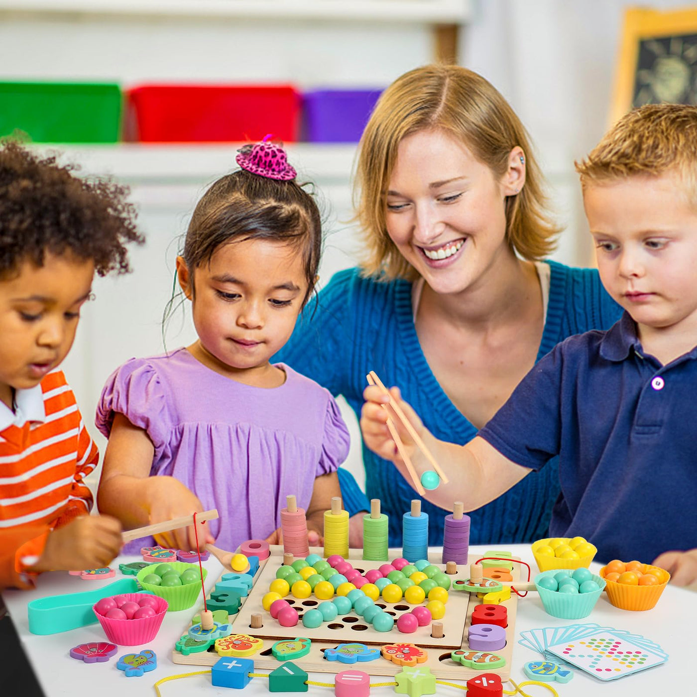 Montessori Spielzeug ab 3 Jahre, Spiele ab 3 4 5 6 Jahren - 6 IN 1 Magnetspiel Angelspiel Feinmotorik Brettspiele Lernspiele Kinderspielzeug ab 3 4 5 6 Jahre Geschenk 3 Jahre Junge Mädchen