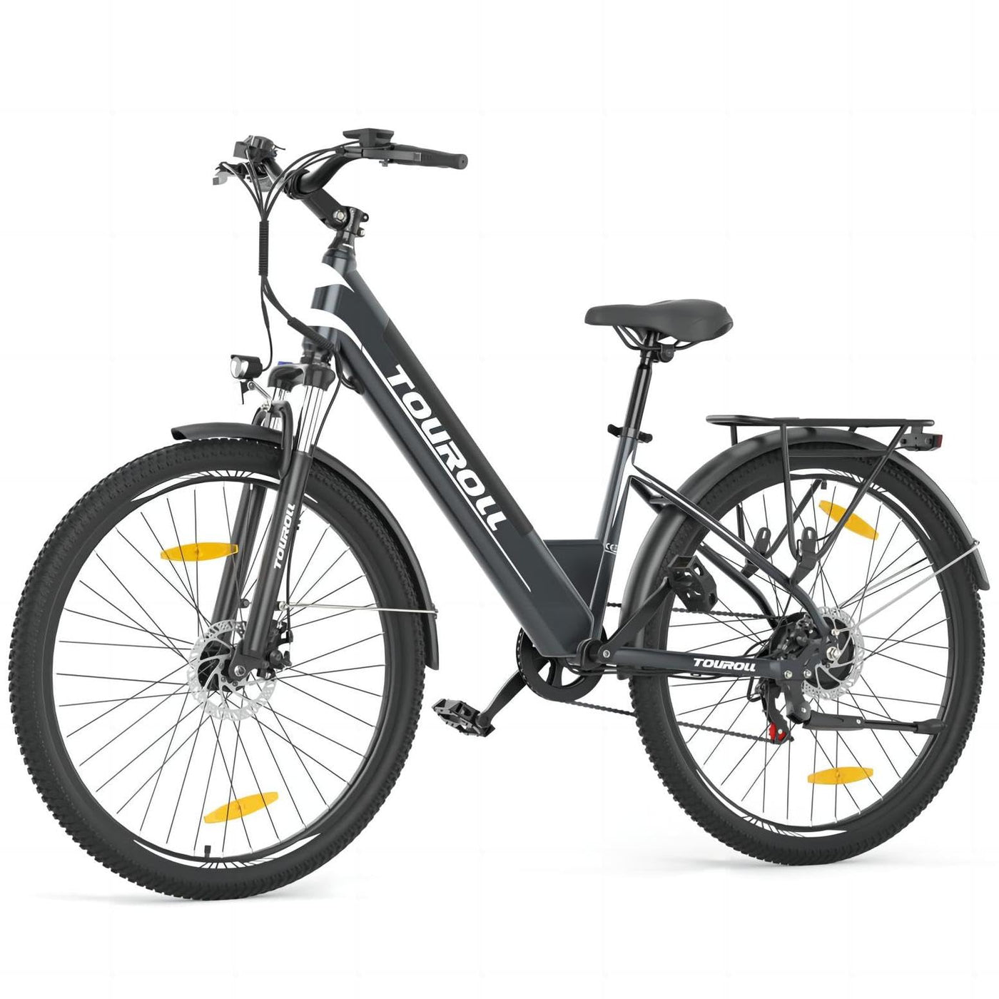 Touroll J1 ST 27,5 Zoll Trekking E-Bike Herren Damen, Elektrofahrrad mit 36V 15.6Ah Batterie für Lange Reichweite bis 100KM, 250W Heckmotor, Doppelscheibenbremse, 7-Gang Getriebe City E Bike