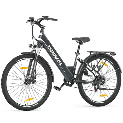 Touroll J1 ST 27,5 Zoll Trekking E-Bike Herren Damen, Elektrofahrrad mit 36V 15.6Ah Batterie für Lange Reichweite bis 100KM, 250W Heckmotor, Doppelscheibenbremse, 7-Gang Getriebe City E Bike
