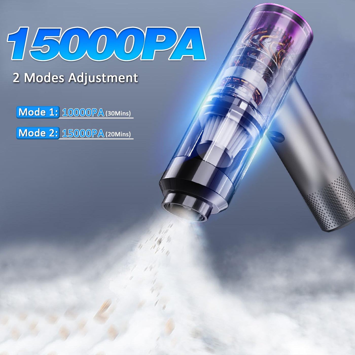 D-Lumina Handstaubsauger，15000PA kabelloser Handstaubsauger Akku mit USB-C Schnellladung，Auto Staubsauger Stark Waschbar mit HEPA-Filter， Hand Vacuum Cleaner für Auto/Haus/Haustiere