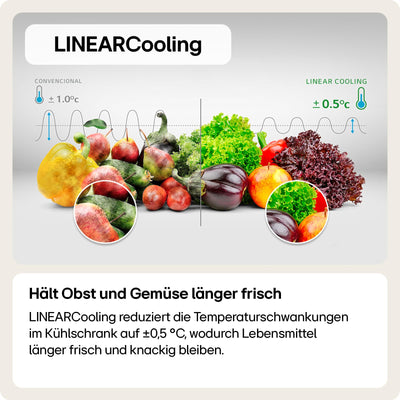 LG GBP62PZNBC, Klasse B, 384 L, Kühl-/ Gefrierkombination, Frische Features, Kühlschrank mit Gefrierfach und Innendisplay, DoorCooling+, LINEARCooling, 59,5 x 203 x 67,5 cm ꟷ Platinum Silver