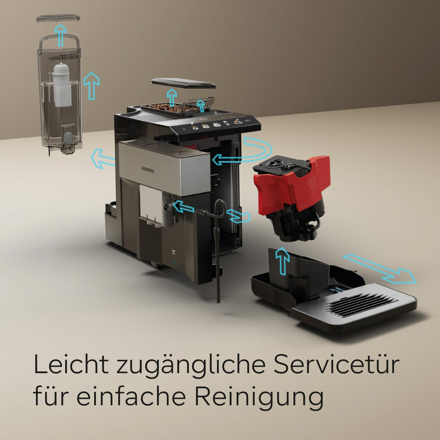 Siemens Kaffeevollautomat EQ500 classic TP516DX3, App-Steuerung, viele Kaffeespezialitäten, Milchaufschäumer, Doppeltassenfunktion, automat. Dampfreinigung, 1500 W, edelstahl/klavierlack schwarz