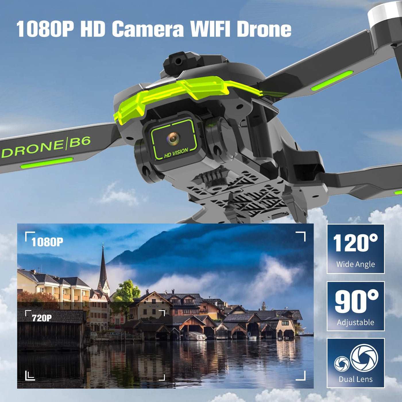 Drohne mit Kamera 4K für Kinder mit Bürstenlose Motor, RC Drone Quadcopter mit WiFi Übertragung, 38 mins Lange Flugzeit, Anfänger Drohne Spielzeug Geschenke für Jungen Mädchen (Green)
