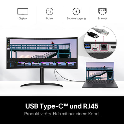 LG Electronics 34WQ75X-B.AEU IPS 21:9 UltraWide Monitor 34" (86,72 cm), TFT-LCD Aktiv Matrix mit White LED Backlight, Anti-Glare, Schwarz