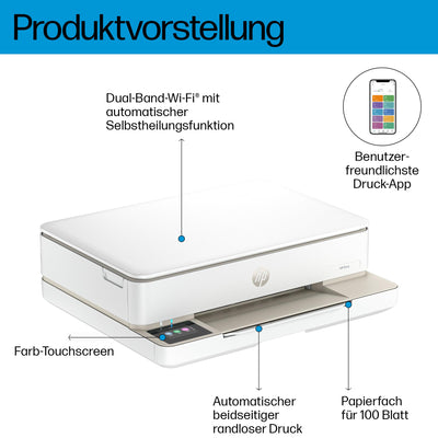 HP ENVY 6120e , Multifunktionsdrucker, 3 Monate gratis drucken mit HP Instant Ink inklusive, Drucken, Kopieren, Scannen, Mobiler Faxversand, Wi-Fi, Beidseitiger Druck