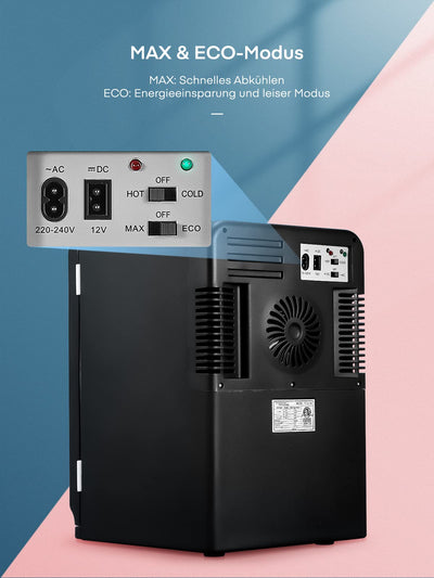 NORTHCLAN Mini Fridge for Room 15 L, with 220 V AC/12 V DC for Car and Home Use, Portable Fridge and Heating Fridge Perfect for Drinks, Cosmetics, Snacks, Max & Eco Mode, Black