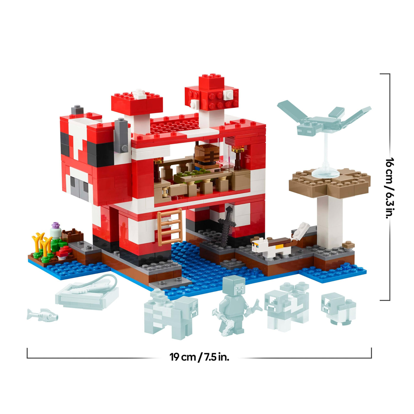 LEGO Minecraft Das Pilzkuh-Haus - Gaming Spielzeug mit Steve Figur, Mobs, einem Arbeitstisch und Einer Farm - Interaktives Spielset - Gaming Geschenk für Mädchen und Jungen ab 8 Jahren 21270
