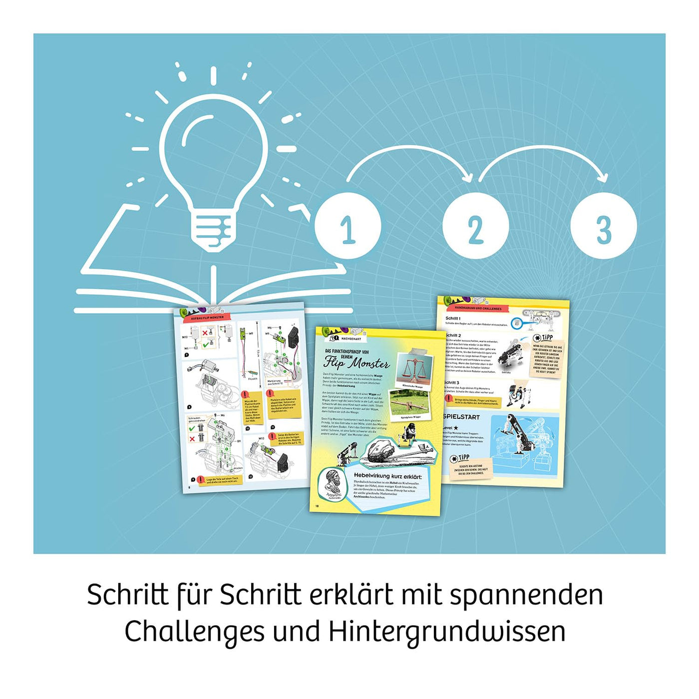 KOSMOS 621223 Flip-Monster, Dynamik-Bot, Roboter Bausatz mit innovativem Überschlagsantrieb, Spielzeug Roboter für Kinder ab 8 Jahre, Technik Bausatz, Experimentierkasten Technik