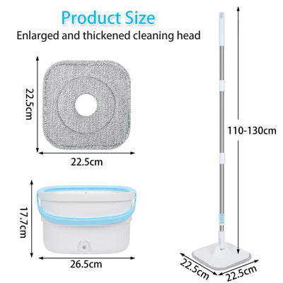 Withosent 130cm Wischmopp Set mit Eimer, 2-in-1 Filtersystem Trennt Schmutz von Frischwasser, Putzeimer Bodenwischer mit Auswringfunktion, mit 2 Mikrofaserbezug, für Fenster- Bodenreinigung