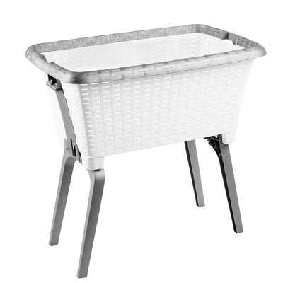 Wäschekorb Plastik mit Stand-Automatik - Wäschewanne Wäsche Korb mit Beinen FüÃŸen Farben wählbar (weiss)