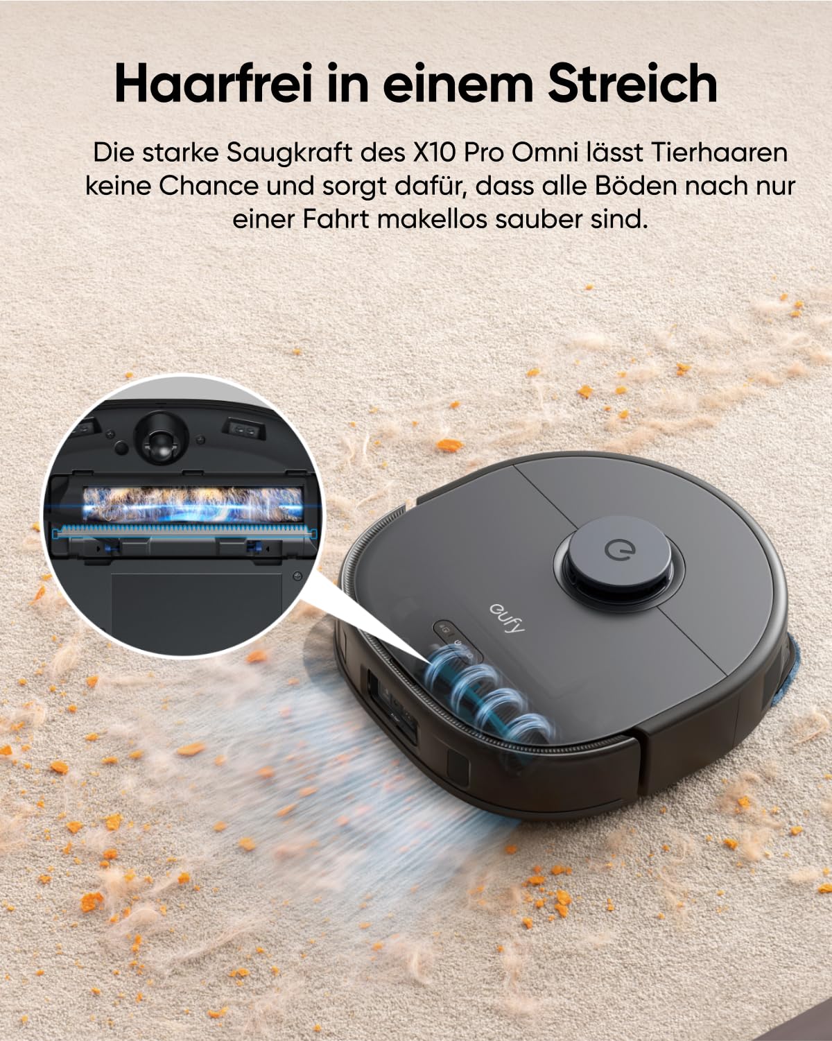eufy X10 Pro Omni Saugroboter mit Wischfunktion & Absaugstation, 8.000Pa, Auto-Absaugen/Befüllen, 2× Auto-Lift-Mopp mit Auto-Waschen/Trocknen, Aktive Hindernisvermeidung, Kindersicherung