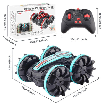 SIVQIKE 4WD Ferngesteuertes Auto,Amphibienfahrzeug ferngesteuert,Gestensensor Wasserdicht RC Stunt Auto 80 Min. Spielzeit Mit 50m Fernbedienung 360 °Drehung Off Road for 6+Jahre Kinder