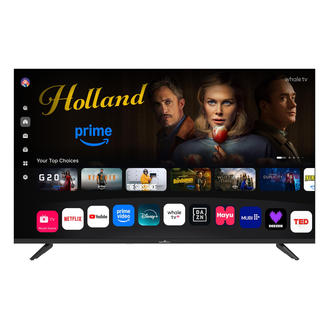Smart Tech 43UH02V, 43 Zoll (109 cm), HD-LED-Fernseher, Netflix, YouTube, Prime Video, Whale TV