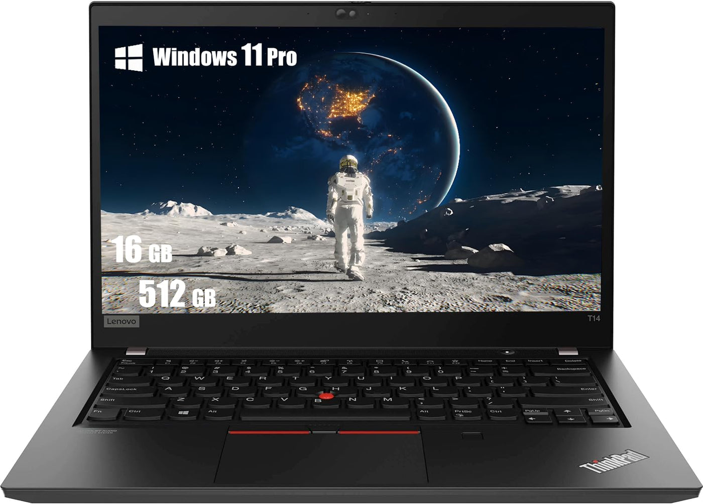 Lenovo Thinkpad T14 (Gen 1) 14 Zoll FHD Business Laptop, i5-10310U 16GB DDR4, 512GB NVMe SSD, Webcam, Amerikanische Tastatur, Windows 11 Pro (Generalüberholt)