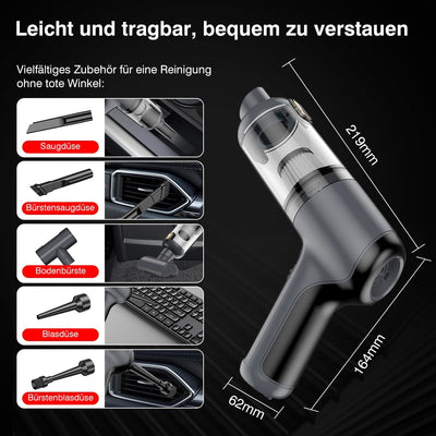 USUIELIGHT Handstaubsauger Akku 6000Pa - Handstaubsauger Kabellos mit 18 Min Laufzeit, 4000mAh, Leicht und Tragbar, Autosauger mit Blas- und Saugfunktion für Auto, Haus, Büro, Tierhaare