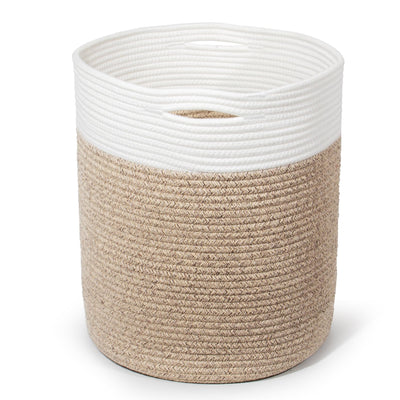 SYLANDO Waschekorb aus Baumwolle mit Griffen, Aufbewahrungskorb Geflochten, Laundry Baskets, Korb Aufbewahrung für decken, spielzeug, kuscheltier,Kleidung (Braun-H40)